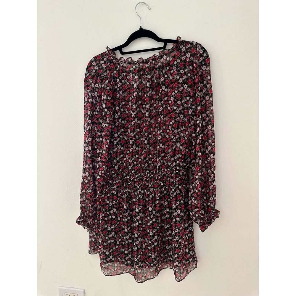 Socialite Women's Long Sleeve Chiffon Minidress w/ Smocked Waist - Floral Print
